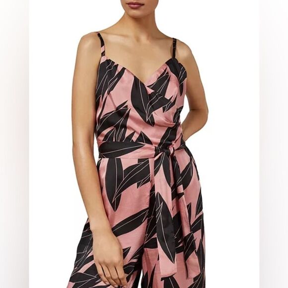 Ted Baker Diantha pink Black Sour Cherry Palm-Printed Jumpsuit NWT 4 US 10 - Picture 4 of 8